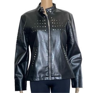 jou jou faux leather jacket Woman’s L  Black two pockets